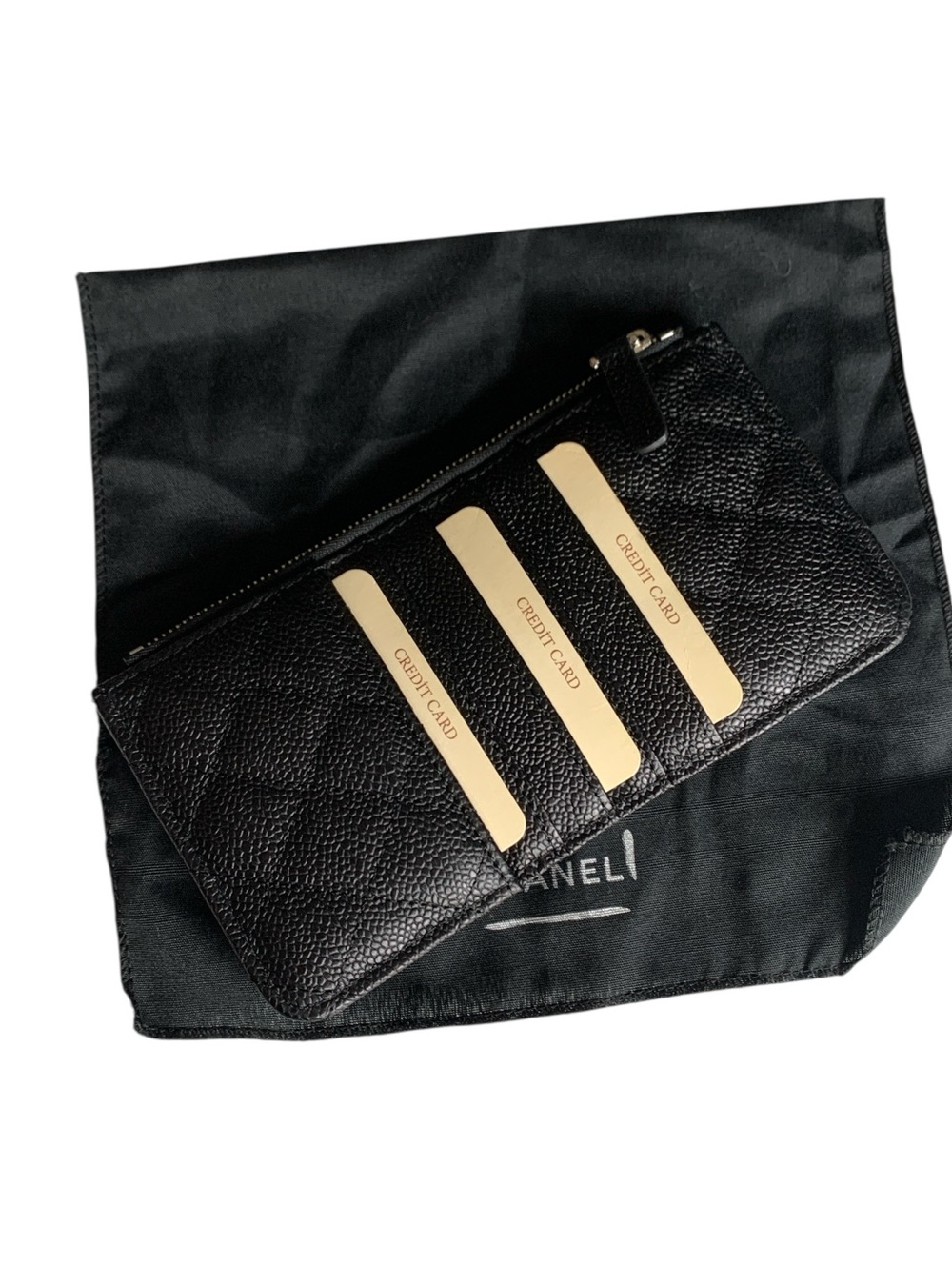 🆕🖤 CC Quilted Caviar Card Holder Wallet with Zip Pocket - Picture 6 of 6